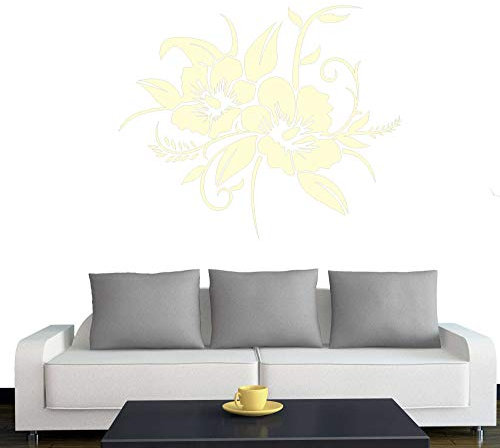 A690 Wandtattoo Hibiskusblüte 60cm x 50cm creme-weiss (erhältlich in 40 Farben und 4 Größen)