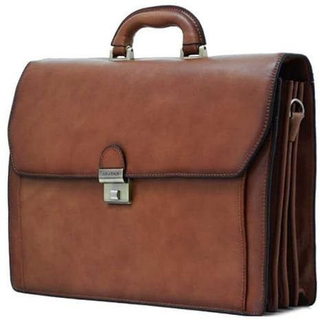 Katana - Cartable 4 soufflets en cuir de vachette - Marron