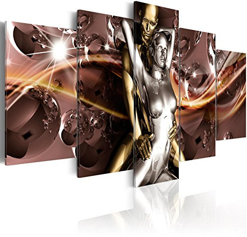 B&D XXL - Wandbilder XXL 200x100cm 5 tlg - Wand Deko Leinwand Bilder Groß Wanddeko Wohnzimmer Schlafzimmer Kunstdrucke - Abstrakt Liebe Love Paar Leidenschaft h-A-0070-b-n