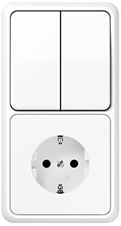 Jung CD 500 Alpinweiß (1x Steckdose, 1x Serienschalter, 1x 2f Rahmen, 1x Wippe-Serie)