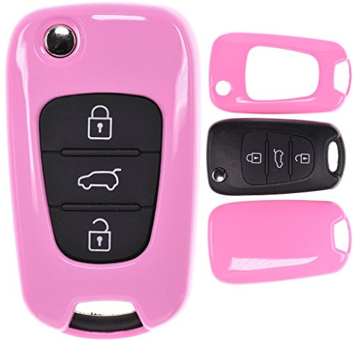 Klapp Schlüssel Cover Hülle für Hyundai i30 ix20 ix35 Kia Soul Sportage Ceed/Farbe: Pink