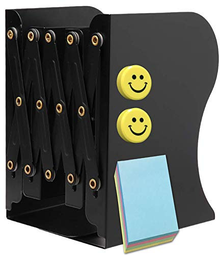 Qualsen Serre Livre Original Cale Livre Etagere en Métal Réglable Presse Livre Serre Livres Metal Bloc Livre pour Étagère pour La Maison Le Bureau l'école(1 Pièce,Noir)