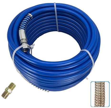 Airless Paint Spray Hose, 65ft x 1/4 Blue Color 20m Light Flexible Fiber Tube (for 3300PSI Maximum 4300 PSI Sprayer Gun)