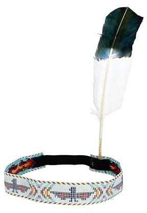 Deiters Indianerstirnband mit Feder weiß und Spitze schwarz