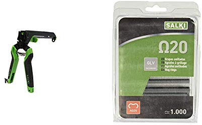 Salki 3301310.0 Alicate de Cercas para Vallado con Cargador para Omega 20 + 0111220 Grapa Galvanizada Omega 20 para Anillado de Cercas