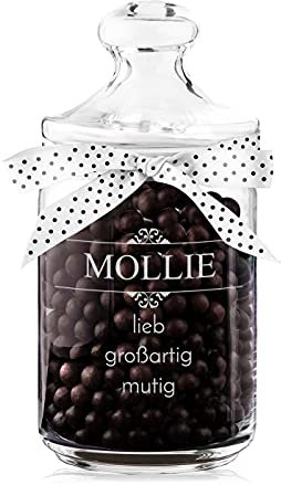 Maverton Keksglas mit Gravur - Glasbehälter mit Deckel - Bonbonglas mit eleganter Schleife - Vorratsglas personalisiert - Geschenk für Naschkatze & Hobbybäckerin Frauen - großartig