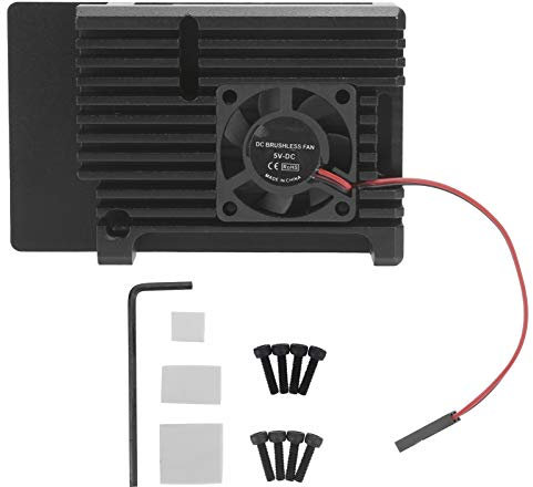 4 Case | Single Fan Heat Sink CNC Protective Cover | 4 Heatsink for Raspberry | Pi 4 Aluminum Alloy Case Radiator | Simple Removable Top Cover for Pi 4 Model B/ 4B(black)