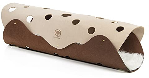 CanadianCat Company | Katzen Filztunnel XXL |ca. 120 x 35 cm| Spieltunnel & Liegematte aus Plüsch - der Katzentunnel in braun/beige