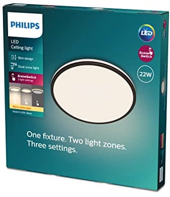 Philips LED Ozziet Deckenleuchte, SceneSwitch, Schwarz