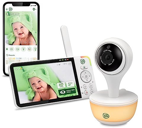 LeapFrog LF815HD Video Baby Monitor with 5 Inch HD Color Screen, WiFi, Temperature and Humidity Sensor, Wide Angle Lens, Intercom, Color Night Light, 8X Zoom, Sleep Profile