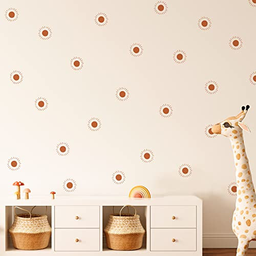 funlife 72 Stück Wandaufkleber für Kinderzimmer Babyzimmer, selbstklebende PVC-Wandtattoo Wandsticker, Boho-Stil-Aufkleber für Mädchen Jungen Baby, Boho kleine Sonne