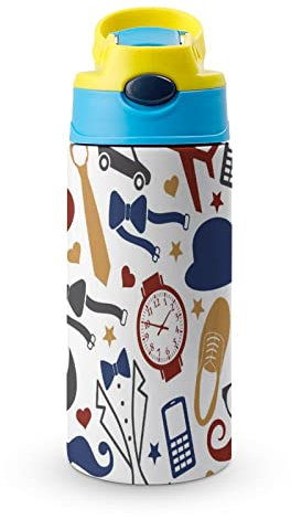 Botella Agua Termo Acero Inoxidable Hombres Vaso De Pajita 500Ml Termo Taza Para La Escuela Viaje