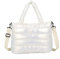 GSenhui Flauschige Handtasche Damen Umhängetasche Baumwolle Große Tote Bag Stepptasche Shopper Gesteppte Tasche Damen, Einfarbig Crossbody Bag Damen breiter gurt für Arbeit Schule
