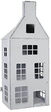 Laterne Maison weiß Shabby chic Metallhaus beleuchtet H33cm Dekohaus