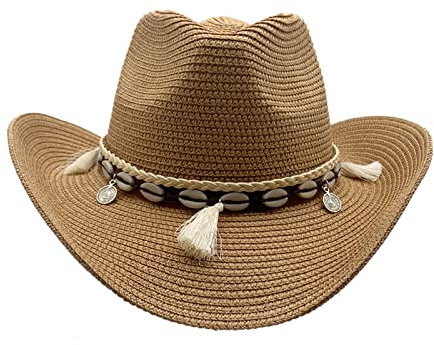 Willheoy Cowboyhut Strohhut Damen Herren Sonnenhut Sommer Strandhut Westernhut Panama Hut Unisex Cowboy Hut Faltbar Strohhut Krempe Sommerhut