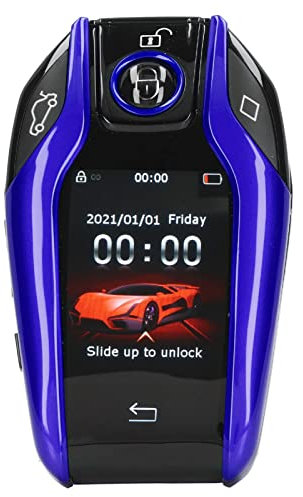 Chiave telecomando, accesso senza chiave Touch screen LCD Chiave intelligente per auto Lungo tempo di standby Sollevamento finestrini Anti perso per tutti i modelli di pulsante motore Start(Blu)
