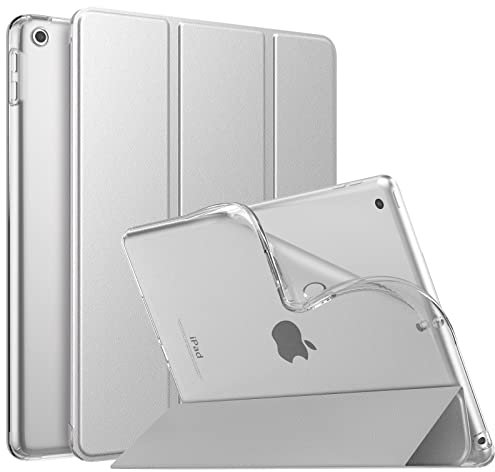 MoKo Cover per Nuovo iPad 10,2 iPad 9a Generazione 2021/8a/7a Gen. 2022/2019, Custodia Ultra Sottile Leggero Tri-Fold Auto Sveglia/Sonno con Retro Semi-Trasparente in TPU, Argenteo