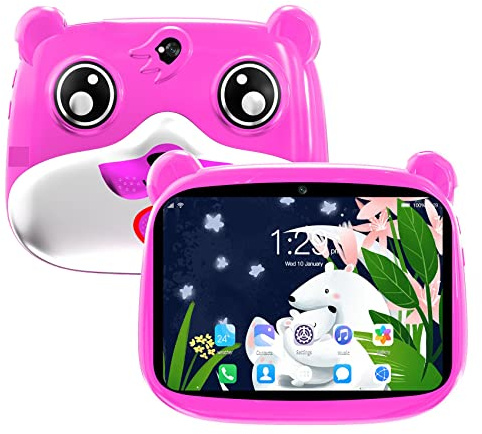 Yklhsocneg 7.1 Tablet PC Bambini 12GB + 512GB 1400X 3200 Android Smart Tablet PC Support Fingerprint Face Unlock Rosa EU Plug