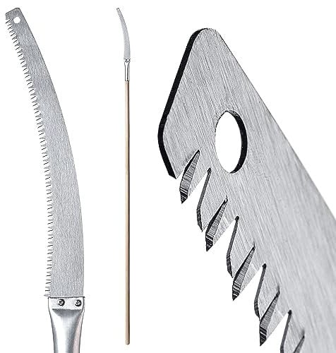 KADAX Astsäge auf langem Steil, Handsäge mit Holzgriff, hochreichbare Baumsäge, Wiederstandfähige, hakenförmige Gartensäge für hohe Bäume und Strauche (35cm)