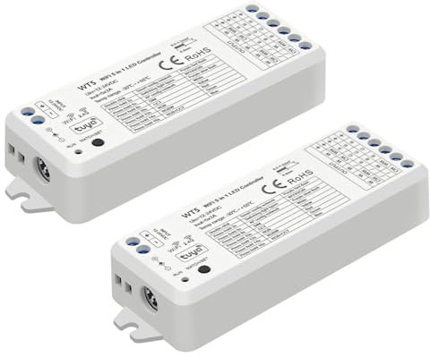 icever WT5 2er-Pack LED-Controller, WLAN, kabellos, RGBW, 2,4 GHz, kompatibel mit Tuya, Echo, Smart Life, RF-Fernbedienung für Innenbeleuchtung Premium (ohne Stromversorgung)