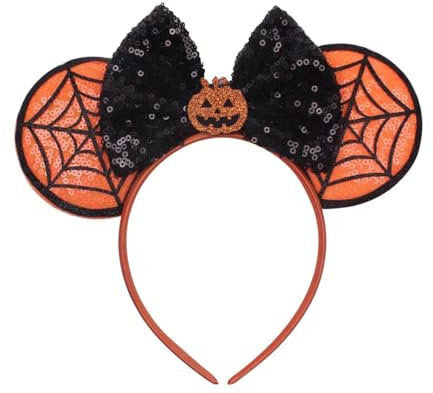 Halloween Bandeau Araignée Serre-tête Oreilles de Souris avec Gothique Chokers Noir Bandeau Citrouille Crâne pour Enfants Adultes Fête Soirée Party
