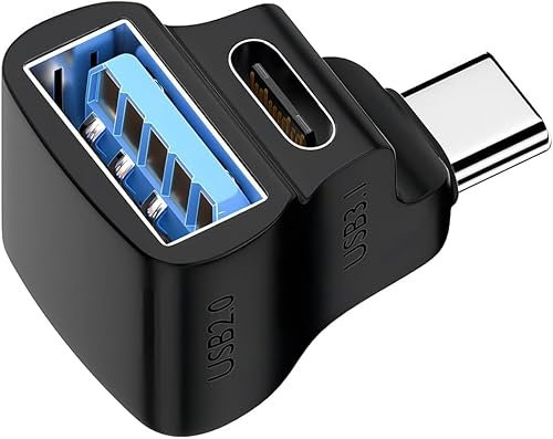 GELRHONR USB C Splitter Adapter mit Typ-C 3,1 und USB-A 2,0, unterstützt 100W Schnellladung 20G Datenübertragung 8K@60Hz Video Ausgang, für Steam, Telefon, Laptop, Tablet-Schwarz