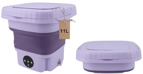 Lavatrice Portatile, Lavatrice Pieghevole da 11L per Camper, Campeggio, Viaggi, Appartamenti, Mini Lavatrice con Tubo di Scarico, Piccola Lavatrice Portatile per Biancheria