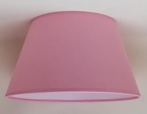 30 cm Cône, Abat-jour, Tissu en Coton avec dos en PVC blanc, Produit fait main, pour Lampe de table, Lampadaire (Rose)