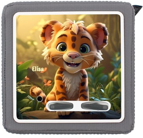 Yabaduu Schutzfolie Süße Tiere kompatibel mit Toniebox Lauscher Station Aufkleber personalisierbar Zubehör für Kinder Spielzeug passgenau selbstklebend Y031 (Nr. 68 Tiger, Mit Wunschname)