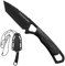 DRACHENADER Neck Knife Messer, tanto knife mini full Tang Outdoor feststehendes Messer klein small Messer mit Kunststoffscheide, voll schwarz