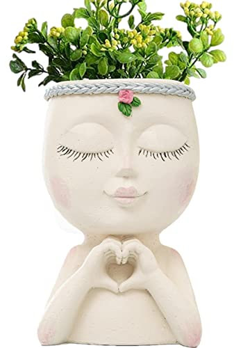Djowyh Vaso di fiori con testa viso vaso di fiori viso Piante grasse vaso, vaso di fiori in resina per piante grasse per interni esterni decorativi