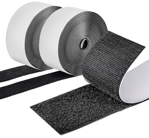 EOTW Klettband Selbstklebend Extra Stark, Breit 5cm x 6M Doppelseitiges Klettbänder Selbstklebend Schwarz für Wände/Boden/Tür/Gläser/Metalle(Schwarz_50mm * 6m)