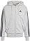 adidas Uomo Essential Three Stripes French Terry Fullzip Hoodie, Medium Grey Heather/Black, L