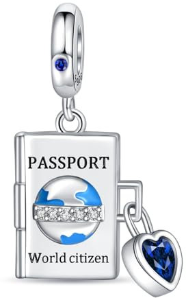 YUMINN Reisepass und Liebe Charm for 925 Sterling Silver for Women's Armbänder & Halsketten Dangle Anhänger für Weihnachten Valentinstag Muttertag Schmuck Geschenke für Mädchen
