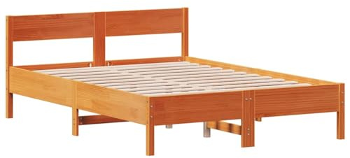 vidaXL Massivholzbett ohne Matratze Wachsbraun 160x200 Kiefernholz