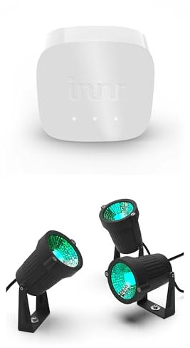 innr Smart Gartenstrahler und Bridge, Zigbee, Funktioniert mit Alexa, White & Color, LED Strahler, Spotlicht außen, Außenlampe, IP67 wasserdicht, Komplettset (3-Pack + Bridge)