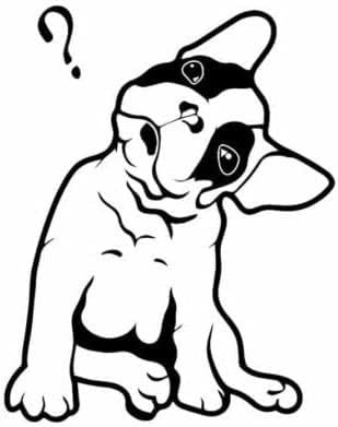 GENMIP 22 cm (8,6 Zoll), Französische Bulldogge, Niedlicher Welpe, Haustier, Fragezeichen, Autoaufkleber, Vinyl-Aufkleber, Schwarz/Silber