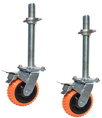 Lenkrollen, Lenkrolle aus Polyurethan mit Bremse, 6-Zoll-Rolle for mobile Gerüste, 8-Zoll-Schwerlastrollen, Tragkraft 800 kg, Ersatzräder, 2 Stück(6inch)