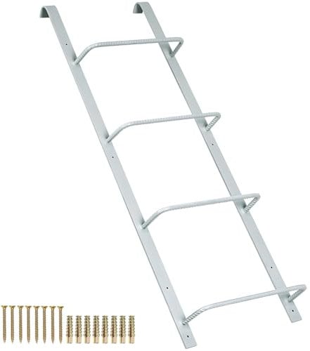 KodMtiz 4-Rung Fire Escape Ladder, 45.28x 17.91(LxW) Basement Egress Ladder, Heavy Duty Metal Ladder Egress Basement Window Well Ladder for Fire Emergency Home Safety, (4-Rung, Gray)