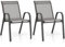 TANGZON Garden Dining Chairs Set of 2/4, Stackable Outdoor Armchairs with Armrests, Modern Accent Chairs for Balcony Poolside Backyard (Grey, 2PCS)
