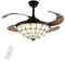 Ventilador de techo Tiffany de 42 pulgadas con luz y control remoto Lámpara de ventilador de techo LED retráctil retro 3 velocidades 3 cambios de luz Kit de luz de ventilador de techo con aspas marron