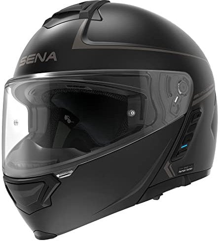Sena Bluetooth Klapphelm Impulse mit Sound by Harman Kardon, Sonnenblende und integriertem Mesh Intercom-System / MP3 / Sprachwahl (Schwarz, XL)