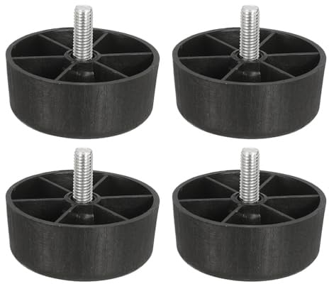 QUARKZMAN 6 Pcs 60mm Diamètre x 25mm de Meubles, Pieds de Canapé en Plastique, Pieds Coniques de Remplacement pour Chaise, Canapé, Commode, Armoires, Lit, Noir