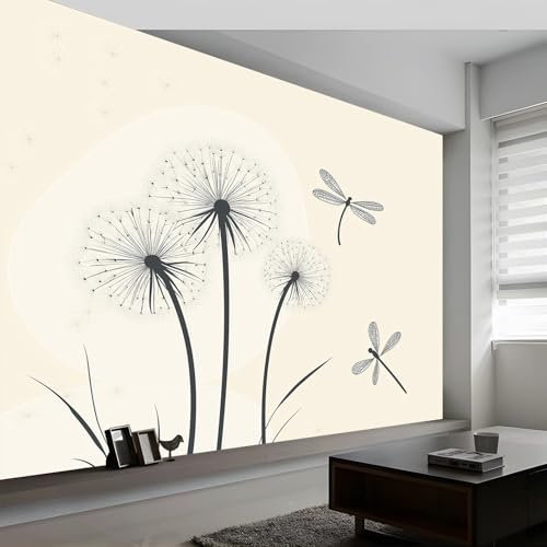 Générique Papier Peint Panoramique Pissenlit de Style Japonais Libellule, Papier Peint Poster Mural Géant Style Japonais, Fresque Murale Moderne pour Salon Chambre d’Enfants Restaurant, 500 x 280 cm