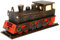 Dekohelden24 XL Holz - Räucherlokomotive, Räucherlok, Räucherfigur Eisenbahn, Räuchermann als Dampflok aus Holz mit beleuchtetem Führerstand, in schwarz, L/B/H 17 x 6 x 7 cm.