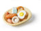 Hooga Breakfast Play Food Set with Basket - Wooden Playfood Featuring 11 Breakfast Items - Pretend Toy Wooden Food for Children - Painted Food for Play Kitchen - Early Learning Role Play Toy