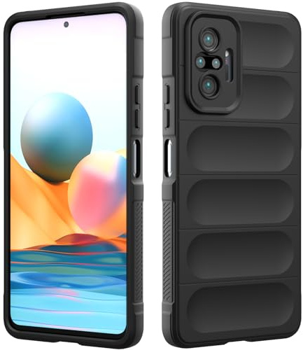 RIIMUHIR Silicone Case for Redmi Note 10 Pro 4G, Silky-Soft Touch Cover, Anti-Scratch Phone Case with Microfiber Lining, Shockproof Full Body Protective Case with Camera Protection (Black)