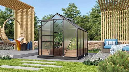 Vitavia Gewächshaus Venus 5000, schwarz, 5,0 m², 4 mm HKP | Wetterfestes & stabiles Treibhaus | Perfekt für Gemüse & Pflanzen | Robust & langlebig
