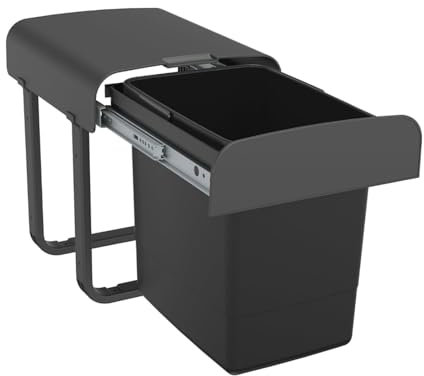 EKOTECH Abfallsammler ALADIN 15 (1x15) Liter mit Vollauszug, Orion Grey/ab 40 cm Schrankbreite/Abfalleimer