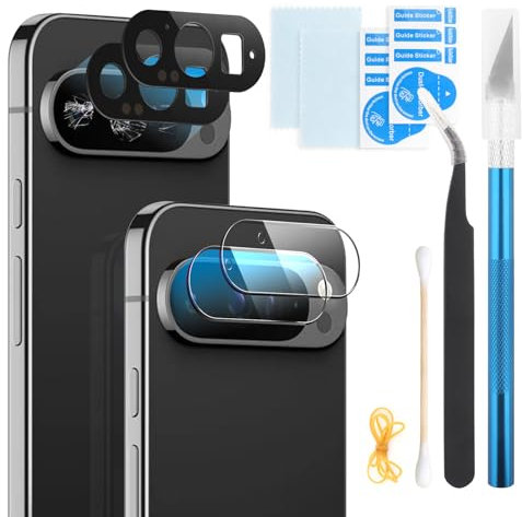 RongZy 2 Pezzi per Google Pixel 9 PRO Vetro Lente Fotocamera Posteriore per Google Pixel 9 PRO Lente di Ricambio per Fotocamera Posteriore Coprire con Kit di Riparazione